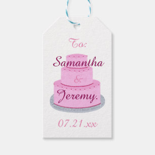 Etiquetas de Presente Personalizadas Bolo Rosa com