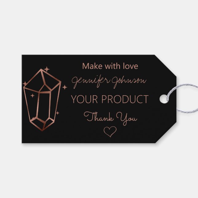 Etiquetas de Presente Personalizadas Branco Preto  (Frente (horizontal))