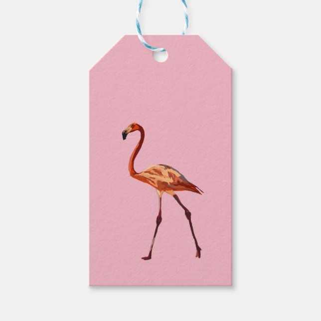 Etiquetas de Presente Personalizadas Flamingo Rosa (Frente)