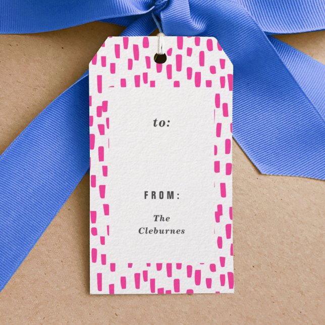 Etiquetas de Presente Rosa Quente (Dashing bright pink hand-drawn gift tag.)