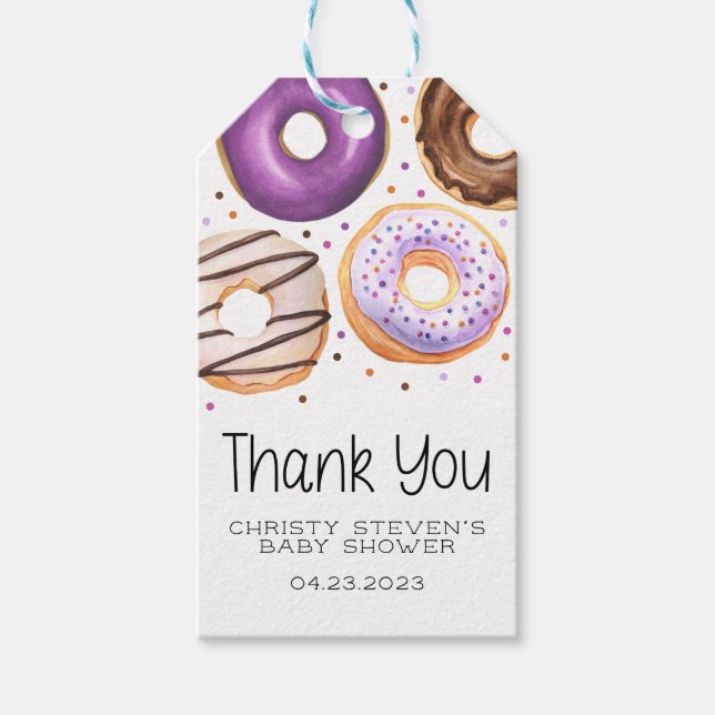 Etiquetas de Presente Sprinkle Donut Baby (Frente)