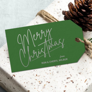Etiquetas de Presente Verde de Natal Feliz