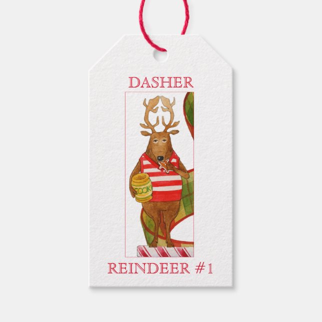 Etiquetas de presentes DASHER REINDEER (Frente)