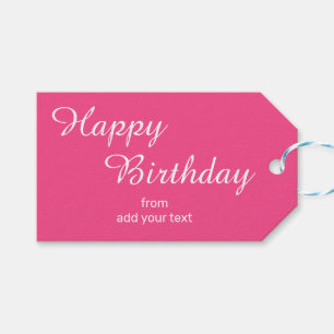 Etiquetas de presentes de aniversário rosa-quente