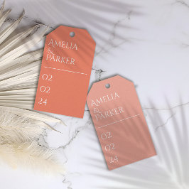 Etiquetas de presentes de casamentos laranja minim