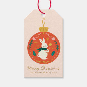 Etiquetas de presentes de coelho de Natal em Water