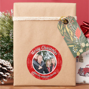 Etiquetas de presentes de fotos da família natal