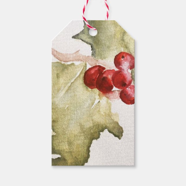 Etiquetas de presentes de Holly Holiday (Frente)