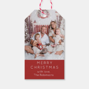 Etiquetas de presentes de Natal com fotos da famíl