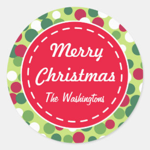 Etiquetas de presentes de Natal com pontos retrorr