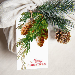 Etiquetas de presentes de Natal de Cone Greenery P