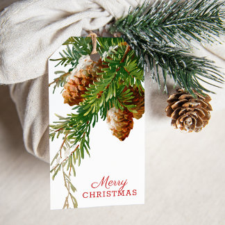 Etiquetas de presentes de Natal de Cone Greenery P
