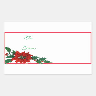 Etiquetas de presentes de Natal de Poinsettia Holi