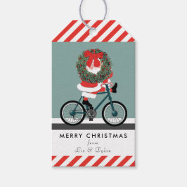 Etiquetas de presentes de Natal em bicicleta