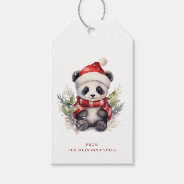 Etiquetas de presentes de Natal Panda (Frente)