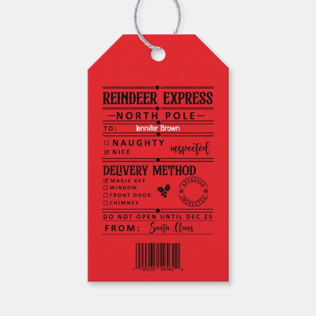 Etiquetas de presentes de Natal personalizadas (Frente)