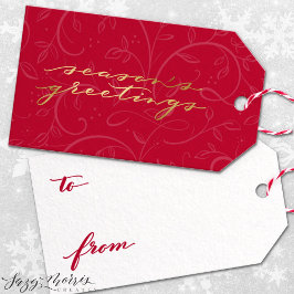 Etiquetas de presentes Dourados e vermelhos de fer