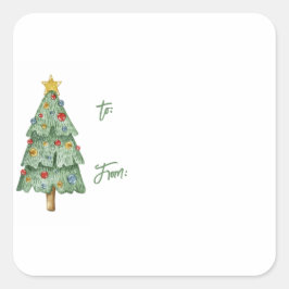 Etiquetas de presentes na árvore de Natal