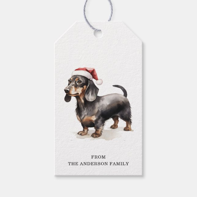 Etiquetas de presentes no Natal Dachshund (Frente)