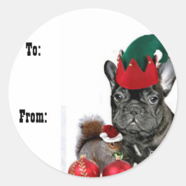 Etiquetas de presentes para Buldogue de Natal fran