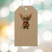 Etiquetas de presentes para gatos de Natal de Mão