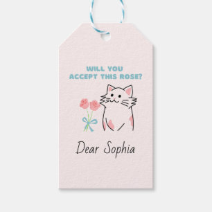 Etiquetas de presentes para gatos e Rosa de cor ro