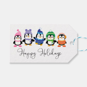 Etiquetas de presentes para os pinguins de feriado