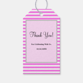 Etiquetas de presentes para riscas brancas/rosa