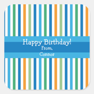 Etiquetas de presentes personalizadas com faixa az