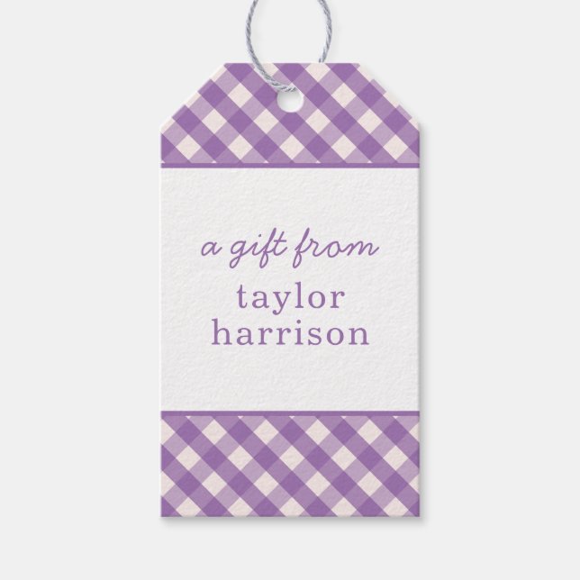 Etiquetas de presentes personalizadas Gingham (Frente)