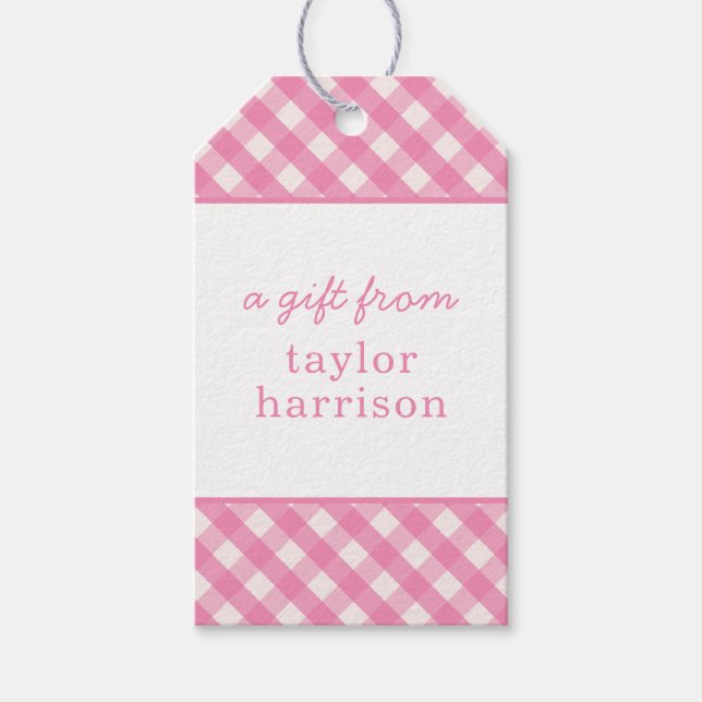 Etiquetas de presentes personalizadas Gingham (Frente)
