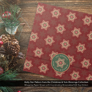 Etiquetas de presentes verdes holly Star personali
