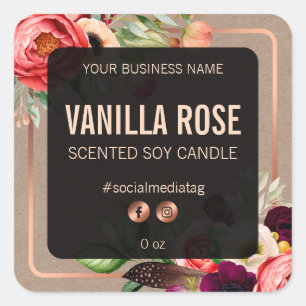 Etiquetas de produto Black Floral Vintage