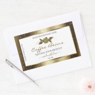 Etiquetas de Produto Branco Floral com Ouro de lux