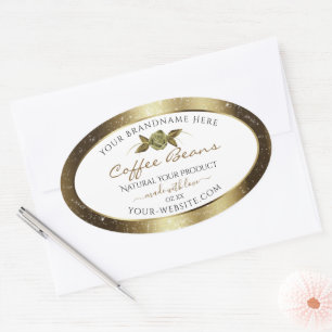 Etiquetas de Produto Branco Floral com Ouro de lux