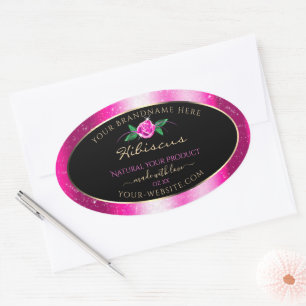 Etiquetas de produto cor-de-rosa e pretas Rosa flo