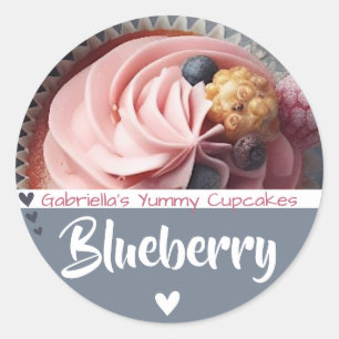 Etiquetas de produto de bolos de Cupcake azul com