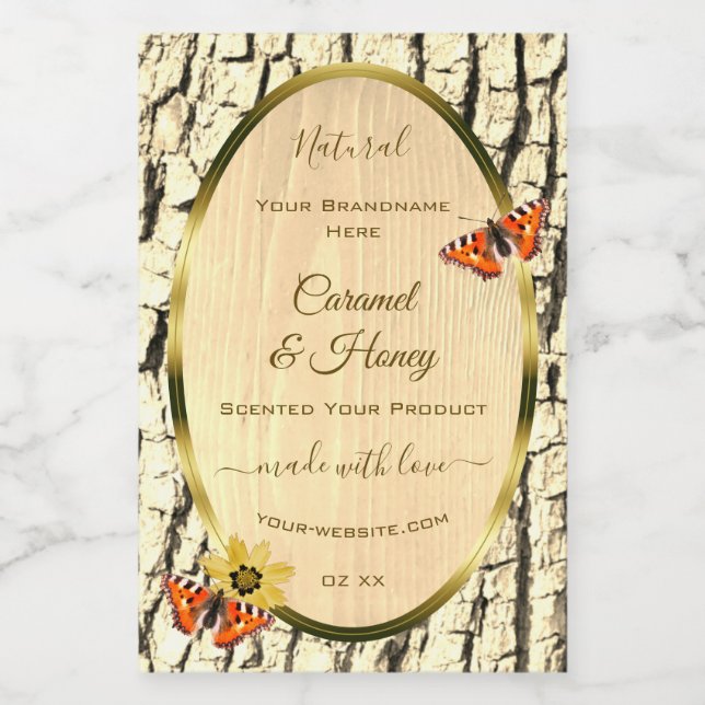 Etiquetas de Produto de Casca de Árvore com Textur (Rótulo Único)