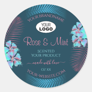Etiquetas de produto de chá floral Logotipo de fol