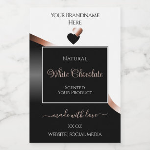 Etiquetas de produto de coração Rosa Dourado branc