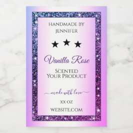 Etiquetas de produto de faísca com gradiente roxo