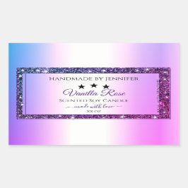 Etiquetas de produto de faísca com gradiente roxo