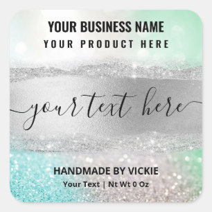 Etiquetas de Produto de Mint Azul de Prata Esparci