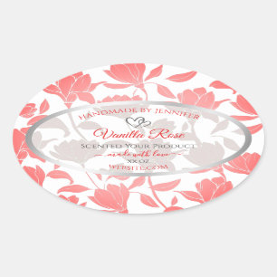 Etiquetas de produto de padrão floral branco rosa