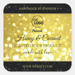 Etiquetas de produto do logotipo amarelo Dourado b