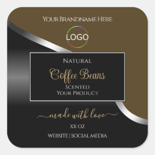 Etiquetas de produto do logotipo de Prata preto-ma