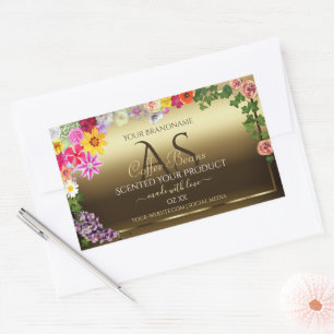 Etiquetas de produto Douradas Flores coloridas com