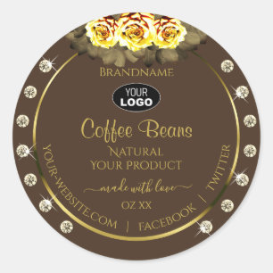 Etiquetas de produto Dourado castanho Rosas amarel