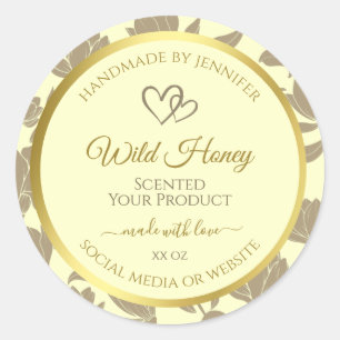 Etiquetas de produto Dourado e creme com coração