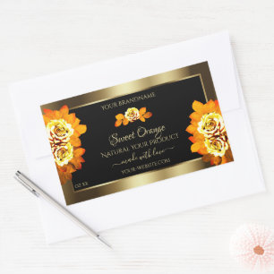 Etiquetas de produto Dourado preto Rosas laranja f